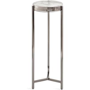 imageKate and Laurel Aguilar Modern Round Drink Table 9 x 9 x 23 Emperador Brown Marble and Black Genuine Marble Accent Table for Use as Indoor Plant Stand or Pedestal Martini TablePewter
