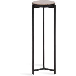 imageKate and Laurel Aguilar Modern Round Drink Table 9 x 9 x 23 Emperador Brown Marble and Black Genuine Marble Accent Table for Use as Indoor Plant Stand or Pedestal Martini TableBrownBlack