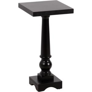 imageKate and Laurel Butterfield Traditional Square Pedestal Side Table 12 x 12 x 25 Light Natural Vintage Wooden End Table for Use as Small Bedroom Nightstand or Indoor Plant StandBlack