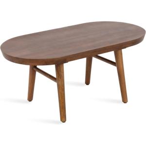imageKate and Laurel Conan Oval Wooden MidCentury Coffee Table 38 x 20 x 17 Walnut Brown Rounded Living Room Table with Solid Mango Wood Construction and Tapered Dowel LegsWalnut Brown