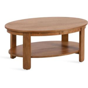 imageKate and Laurel Foxford Modern Tiered Oval Coffee Table 38 x 24 x 18 Natural Brown Transitional TwoTier Living Room Table with Storage and Resilient Wood ConstructionNatural