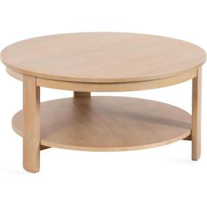 imageKate and Laurel Foxford Tiered Round Coffee Table 34 x 34 x 17 Light Natural Transitional TwoTier Circle Living Room Table with Storage and Resilient Wood Construction