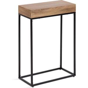 imageKate and Laurel Karlsen Modern Wood and Metal Burlwood Narrow Side Table 16 x 24 x 8 Burlwood and Gold Slim End Table for Use as Skinny Bedroom Nightstand or Entryway Table OptionNaturalBlack