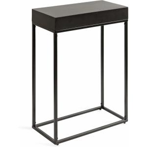imageKate and Laurel Karlsen Modern Wood and Metal Burlwood Narrow Side Table 16 x 24 x 8 Burlwood and Gold Slim End Table for Use as Skinny Bedroom Nightstand or Entryway Table OptionBlack