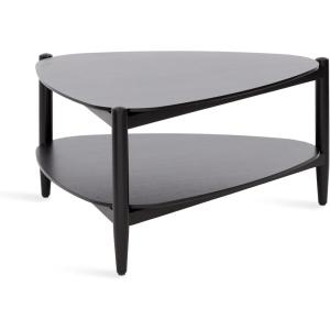 imageKate and Laurel Knowlton Modern Tiered Triangle Coffee Table 31 x 32 x 17 Black Transitional TwoTier Triangular Living Room Table with Storage and Geometric Design