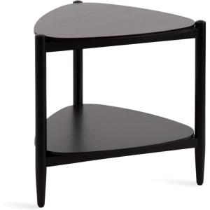 imageKate and Laurel Knowlton Modern Tiered Triangle Side Table 24 x 24 x 24 Black Transitional TwoTier Triangular Living Room End Table with Storage for Use as Indoor Plant Stand