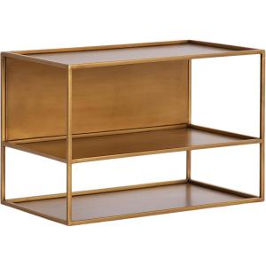 imageKate and Laurel Nomi Modern Metal Floating Side Table with Storage 18 x 10 x 12 Gold Contemporary Tiered Floating End Table for Use as Wall Shelf for Small Spaces