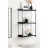 imageKate and Laurel Dominic Modern Metal Bathroom Shelf 20 x 7 x 30 Bronze Contemporary Sleek 3Tier Floating Shelves for Wall Decor Display and Over Toilet StorageBlack