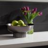 imageKate and Laurel Rooks Ribbed Decorative Metal Bowl 12 Inch Diameter Brass Modern Raised Fruit Bowl for Kitchen Counter or Use as a Key Bowl for an Entryway TablePewter