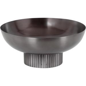 imageKate and Laurel Rooks Ribbed Decorative Metal Bowl 12 Inch Diameter Brass Modern Raised Fruit Bowl for Kitchen Counter or Use as a Key Bowl for an Entryway TablePewter
