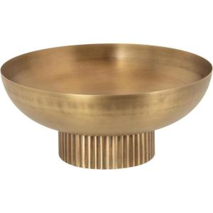 imageKate and Laurel Rooks Ribbed Decorative Metal Bowl 12 Inch Diameter Brass Modern Raised Fruit Bowl for Kitchen Counter or Use as a Key Bowl for an Entryway TableGold