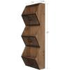 imageKate and Laurel Burdock Rustic Wood and Metal Wall Vertical Storage Pockets BrownRustic Brown
