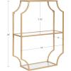 imageKate and Laurel Ciel Glam Geometric Wall Shelf 18 x 24 White Decorative Shelves for Use as OverThe Toilet Storage or Bedroom Display ShelvingGold