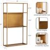 imageKate and Laurel Nomi Modern Metal Bathroom Wall Shelf 18 x 6 x 32 Black Contemporary Sleek Tiered Metal Shelves for Wall Decor Display and OverTheToilet StorageGold
