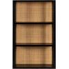 imageKate and Laurel Ori Wooden Boho ThreeTier Wall Shelf 19 x 8 x 30 Natural Rattan Modern Small Bookshelf with Three Tiers for Use as Living Room Display or Over The Toilet StorageBlack