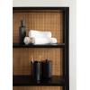 imageKate and Laurel Ori Wooden Boho ThreeTier Wall Shelf 19 x 8 x 30 Natural Rattan Modern Small Bookshelf with Three Tiers for Use as Living Room Display or Over The Toilet StorageBlack