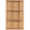imageKate and Laurel Ori Wooden Boho ThreeTier Wall Shelf 19 x 8 x 30 Natural Rattan Modern Small Bookshelf with Three Tiers for Use as Living Room Display or Over The Toilet StorageNatural