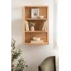 imageKate and Laurel Ori Wooden Boho ThreeTier Wall Shelf 19 x 8 x 30 Natural Rattan Modern Small Bookshelf with Three Tiers for Use as Living Room Display or Over The Toilet StorageNatural
