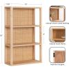 imageKate and Laurel Ori Wooden Boho ThreeTier Wall Shelf 19 x 8 x 30 Natural Rattan Modern Small Bookshelf with Three Tiers for Use as Living Room Display or Over The Toilet StorageNatural