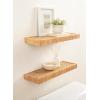 imageKate and Laurel Rahmati Modern Rattan Floating Shelves Set of 2 24 x 8 Natural Rattan Boho Bathroom and Kitchen Shelves for Above Toilet or Cute Nursery Bookshelves
