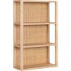 imageKate and Laurel Ori Wooden Boho ThreeTier Wall Shelf 19 x 8 x 30 Natural Rattan Modern Small Bookshelf with Three Tiers for Use as Living Room Display or Over The Toilet StorageNatural