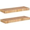 imageKate and Laurel Rahmati Modern Rattan Floating Shelves Set of 2 24 x 8 Natural Rattan Boho Bathroom and Kitchen Shelves for Above Toilet or Cute Nursery Bookshelves