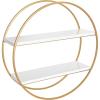 imageKate and Laurel Sequoia Modern Round Wall Shelf 24quot Diameter White and Gold Contemporary Glam 2Tier Floating Shelf DecorWhiteGold