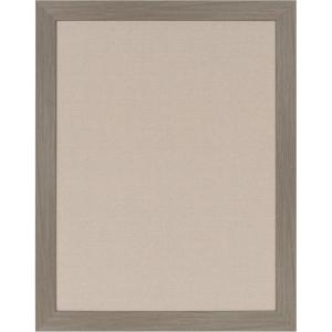 imageDesignOvation Beatrice Framed Linen Fabric Pinboard 27x33 White Rustic Wall OrganizationGrey