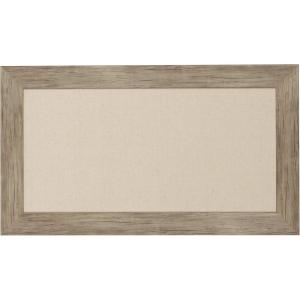 imageDesignOvation Beatrice Framed Linen Fabric Pinboard 27x33 White Rustic Wall OrganizationRustic Brown