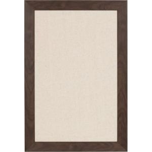 imageDesignOvation Beatrice Framed Linen Fabric Pinboard 27x33 White Rustic Wall OrganizationWalnut Brown