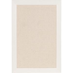 imageDesignOvation Beatrice Framed Linen Fabric Pinboard 27x33 White Rustic Wall OrganizationWhite