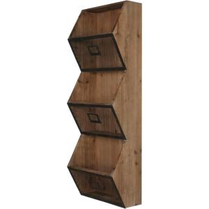 imageKate and Laurel Burdock Rustic Wood and Metal Wall Vertical Storage Pockets BrownRustic Brown