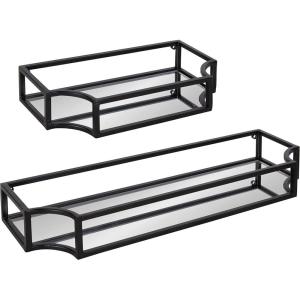 imageKate and Laurel Ciel Glam Geometric Wall Shelf 18 x 24 White Decorative Shelves for Use as OverThe Toilet Storage or Bedroom Display ShelvingBlack