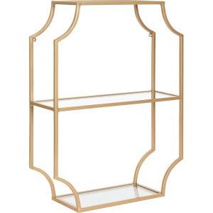 imageKate and Laurel Ciel Glam Geometric Wall Shelf 18 x 24 White Decorative Shelves for Use as OverThe Toilet Storage or Bedroom Display ShelvingGold