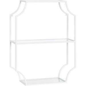 imageKate and Laurel Ciel Glam Geometric Wall Shelf 18 x 24 White Decorative Shelves for Use as OverThe Toilet Storage or Bedroom Display ShelvingWhite