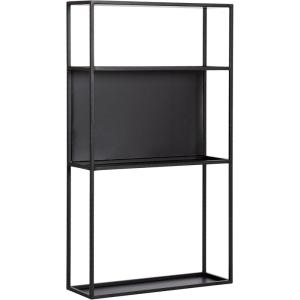 imageKate and Laurel Nomi Modern Metal Bathroom Wall Shelf 18 x 6 x 32 Black Contemporary Sleek Tiered Metal Shelves for Wall Decor Display and OverTheToilet StorageBlack