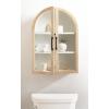 imageKate and Laurel Arcott Modern Arch Wall Cabinet 21 x 8 x 30 Natural Wood and White Transitional Arched Cabinet for Use as OverTheToilet Storage or Living Room Storage CabinetWhite