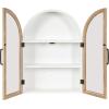 imageKate and Laurel Arcott Modern Arch Wall Cabinet 21 x 8 x 30 Natural Wood and White Transitional Arched Cabinet for Use as OverTheToilet Storage or Living Room Storage CabinetWhite