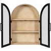 imageKate and Laurel Arcott Modern Arch Wall Cabinet 21 x 8 x 30 Natural Wood and White Transitional Arched Cabinet for Use as OverTheToilet Storage or Living Room Storage CabinetBlack