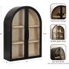 imageKate and Laurel Arcott Modern Arch Wall Cabinet 21 x 8 x 30 Natural Wood and White Transitional Arched Cabinet for Use as OverTheToilet Storage or Living Room Storage CabinetBlack