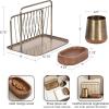 imageKate and Laurel Koni Modern ThreePiece Home Office Organization Set 13 x 8 x 9 Walnut Brown and Antique Brass Wood and Metal Organizational Set for Office with File Folder Holder