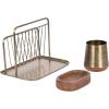 imageKate and Laurel Koni Modern ThreePiece Home Office Organization Set 13 x 8 x 9 Walnut Brown and Antique Brass Wood and Metal Organizational Set for Office with File Folder Holder
