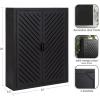 imageKate and Laurel Mezzeta Decorative Modern TwoDoor Floating Bathroom Cabinet 22 x 7 x 28 Beige Wood Decorative Solid Mango Wood Over The Toilet Storage Cabinet with Slatted Chevron DesignBlack