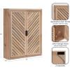 imageKate and Laurel Mezzeta Decorative Modern TwoDoor Floating Bathroom Cabinet 22 x 7 x 28 Beige Wood Decorative Solid Mango Wood Over The Toilet Storage Cabinet with Slatted Chevron DesignNatural