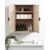 imageKate and Laurel Mezzeta Decorative Modern TwoDoor Floating Bathroom Cabinet 22 x 7 x 28 Beige Wood Decorative Solid Mango Wood Over The Toilet Storage Cabinet with Slatted Chevron DesignWhite