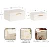 imageKate and Laurel Namina Decorative Vegan Leather Storage Box Set of 2 8 x 5 and 10 x 7 Ivory and Brass Modern Glam TwoPiece Box Set with Handles for Use as Jewelry Boxes or Perfume Organizers