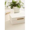 imageKate and Laurel Namina Decorative Vegan Leather Storage Box Set of 2 8 x 5 and 10 x 7 Ivory and Brass Modern Glam TwoPiece Box Set with Handles for Use as Jewelry Boxes or Perfume Organizers