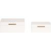 imageKate and Laurel Namina Decorative Vegan Leather Storage Box Set of 2 8 x 5 and 10 x 7 Ivory and Brass Modern Glam TwoPiece Box Set with Handles for Use as Jewelry Boxes or Perfume Organizers