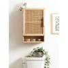 imageKate and Laurel Ori Transitional Cane Wall Cabinet with Door 15 x 7 x 24 Black and Natural Rattan Decorative Rattan Over The Toilet Cabinet with Two Shelves and Bonus Storage Cubby15x7x24