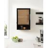 imageKate and Laurel Ori Transitional Cane Wall Cabinet with Door 15 x 7 x 24 Black and Natural Rattan Decorative Rattan Over The Toilet Cabinet with Two Shelves and Bonus Storage Cubby15x7x24